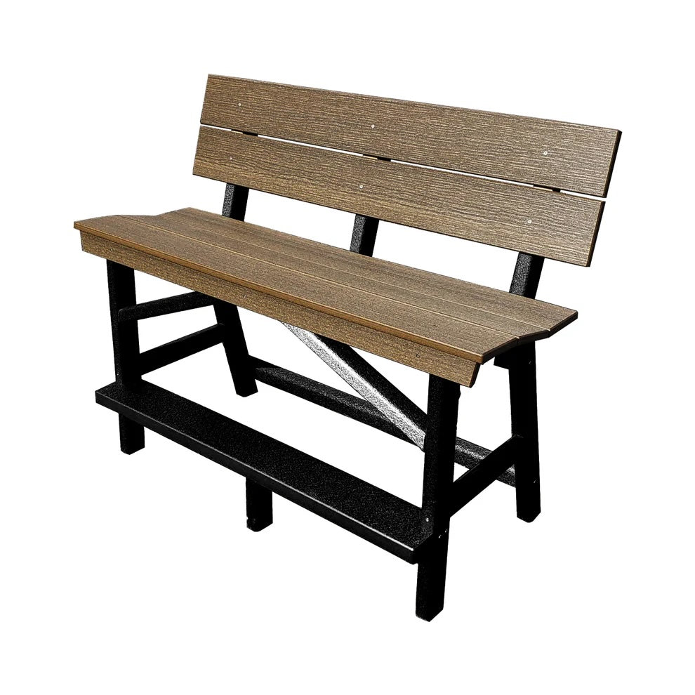 Perfect Choice Furniture Recycled Plastic Stanton Standard Bench With Back (BAR HEIGHT) - LEAD TIME TO SHIP 4 WEEKS OR LESS