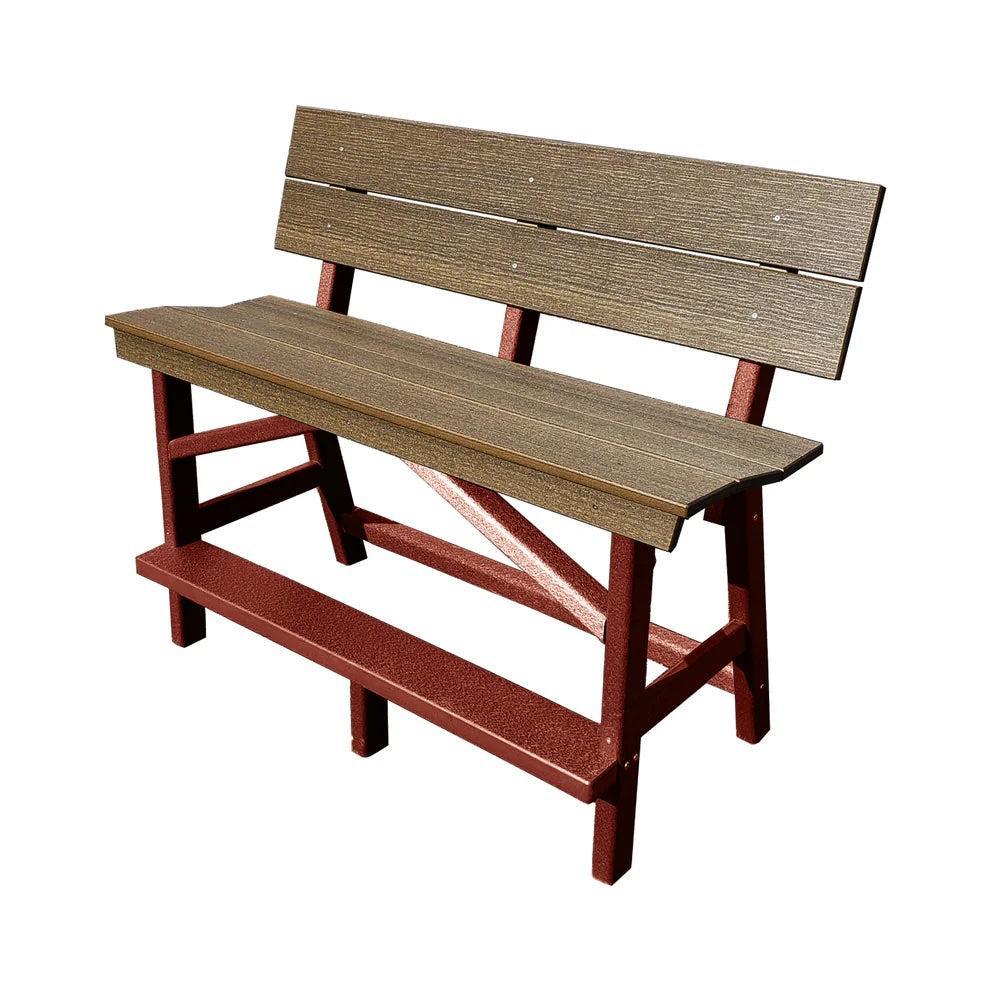 Perfect Choice Furniture Recycled Plastic Stanton Standard Bench With Back (BAR HEIGHT) - LEAD TIME TO SHIP 4 WEEKS OR LESS