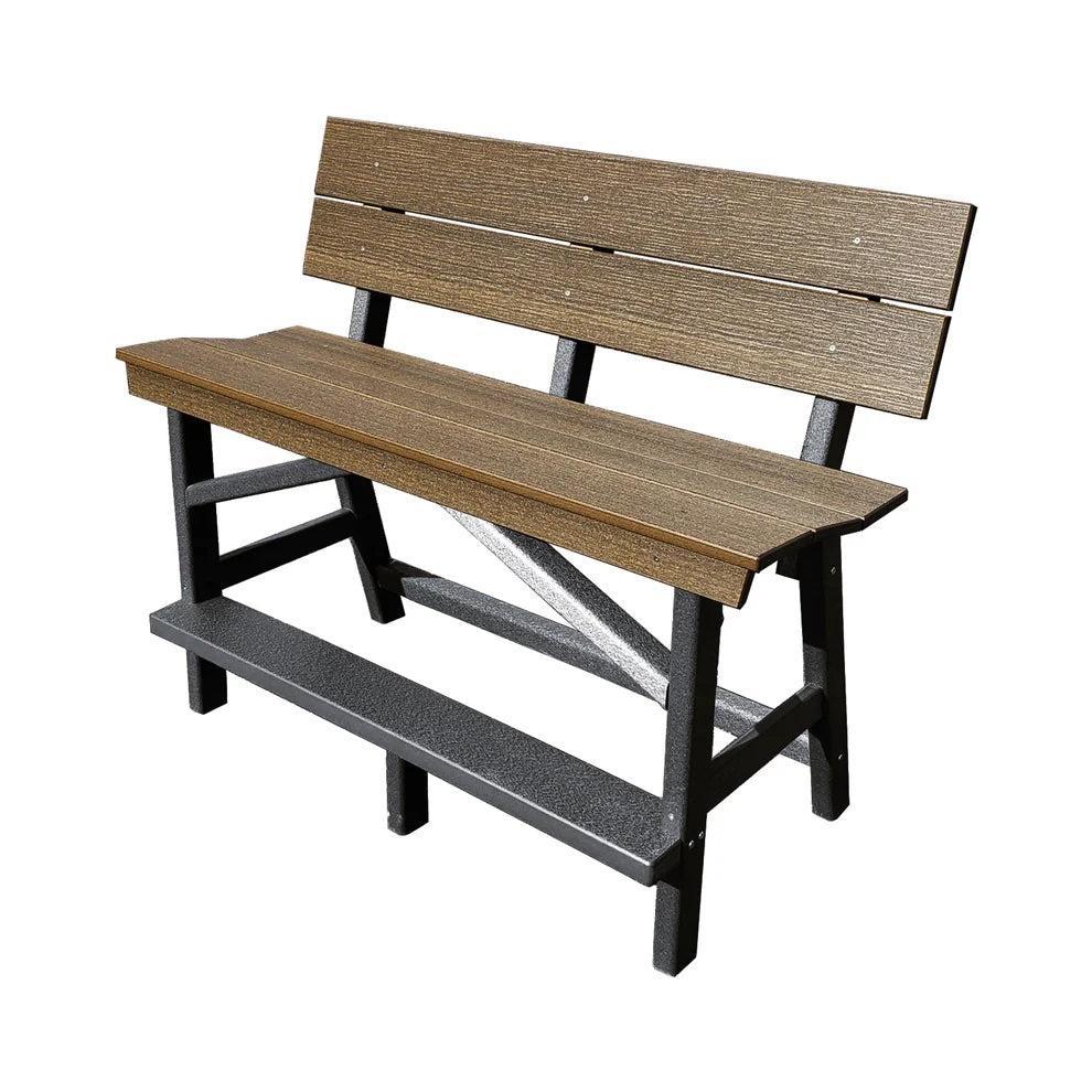 Perfect Choice Furniture Recycled Plastic Stanton Standard Bench With Back (BAR HEIGHT) - LEAD TIME TO SHIP 4 WEEKS OR LESS