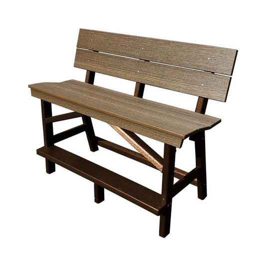 Perfect Choice Furniture Recycled Plastic Stanton Standard Bench With Back (BAR HEIGHT) - LEAD TIME TO SHIP 4 WEEKS OR LESS