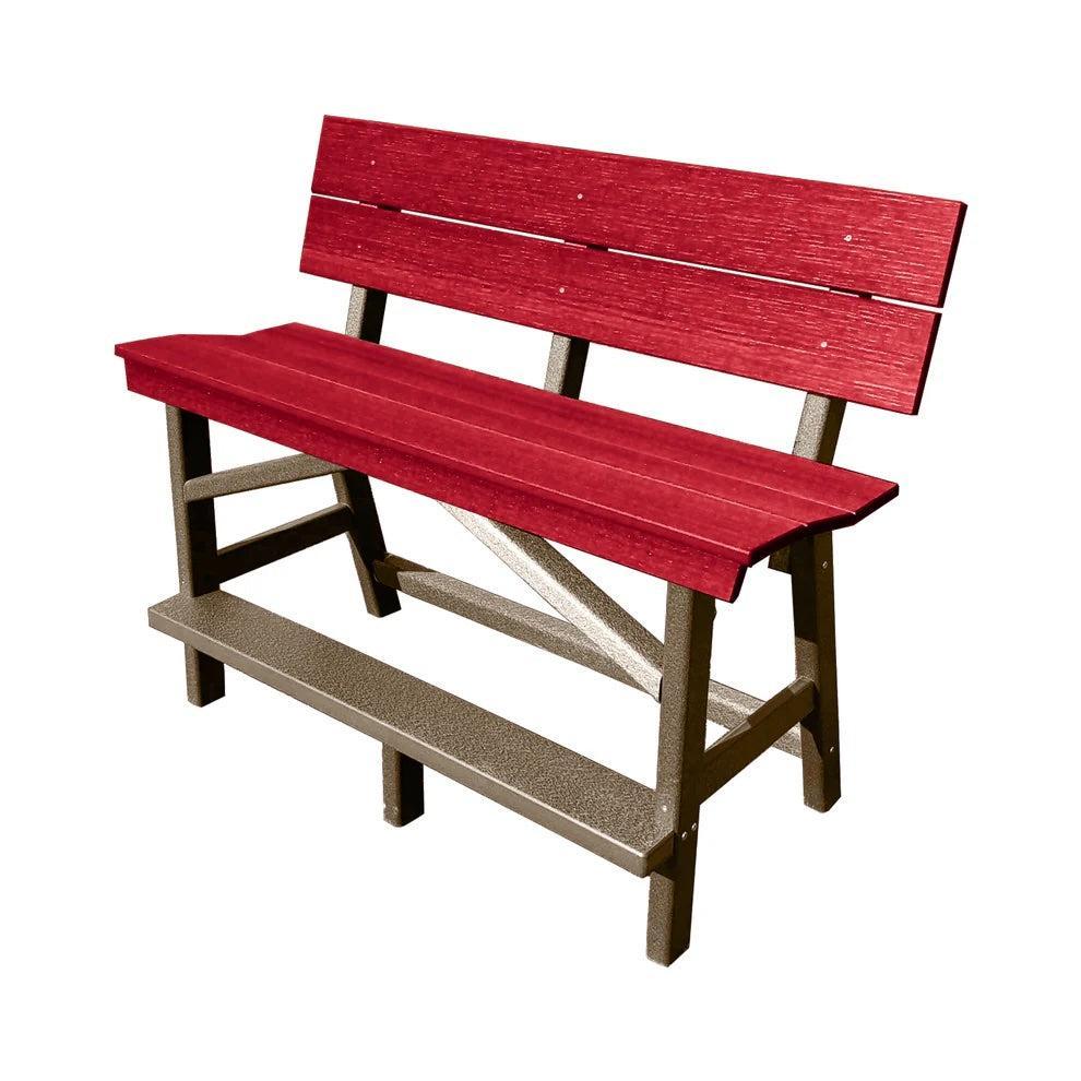 Perfect Choice Furniture Recycled Plastic Stanton Standard Bench With Back (BAR HEIGHT) - LEAD TIME TO SHIP 4 WEEKS OR LESS