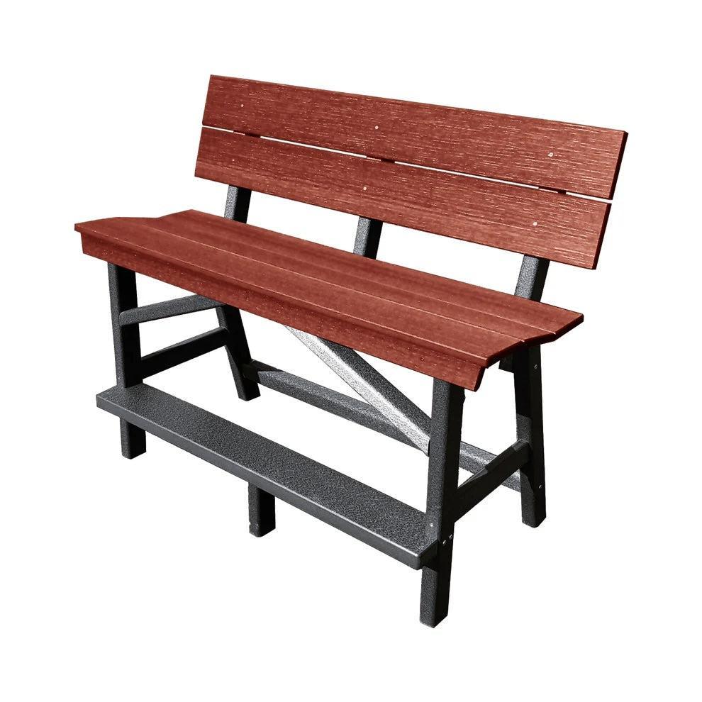 Perfect Choice Furniture Recycled Plastic Stanton Standard Bench With Back (BAR HEIGHT) - LEAD TIME TO SHIP 4 WEEKS OR LESS