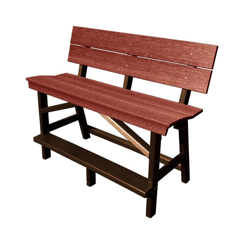 Perfect Choice Furniture Recycled Plastic Stanton Standard Bench With Back (BAR HEIGHT) - LEAD TIME TO SHIP 4 WEEKS OR LESS