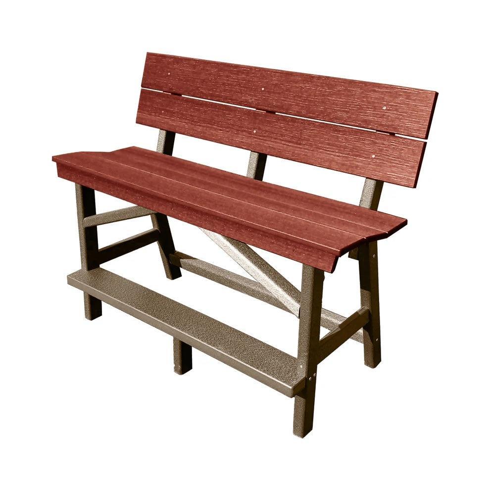 Perfect Choice Furniture Recycled Plastic Stanton Standard Bench With Back (BAR HEIGHT) - LEAD TIME TO SHIP 4 WEEKS OR LESS