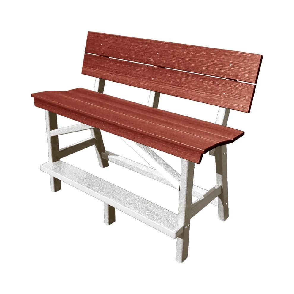 Perfect Choice Furniture Recycled Plastic Stanton Standard Bench With Back (BAR HEIGHT) - LEAD TIME TO SHIP 4 WEEKS OR LESS