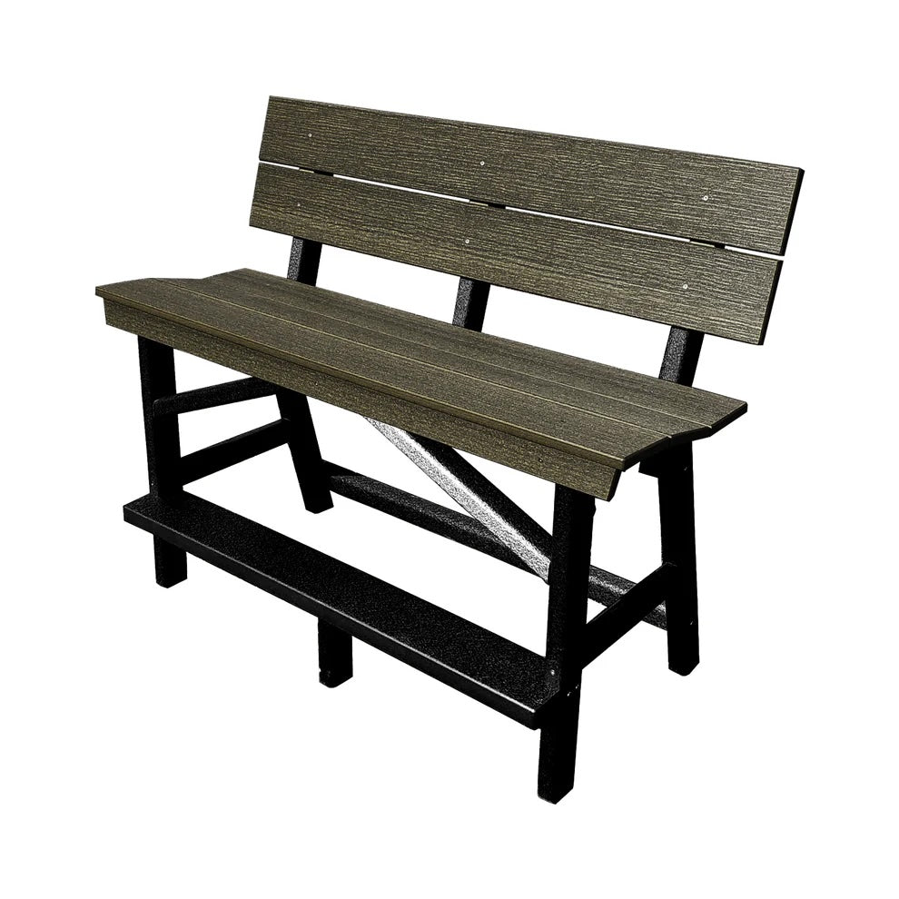 Perfect Choice Furniture Recycled Plastic Stanton Standard Bench With Back (BAR HEIGHT) - LEAD TIME TO SHIP 4 WEEKS OR LESS