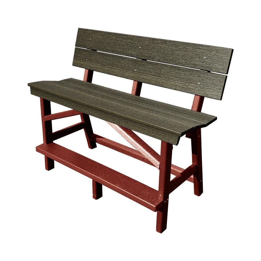Perfect Choice Furniture Recycled Plastic Stanton Standard Bench With Back (BAR HEIGHT) - LEAD TIME TO SHIP 4 WEEKS OR LESS
