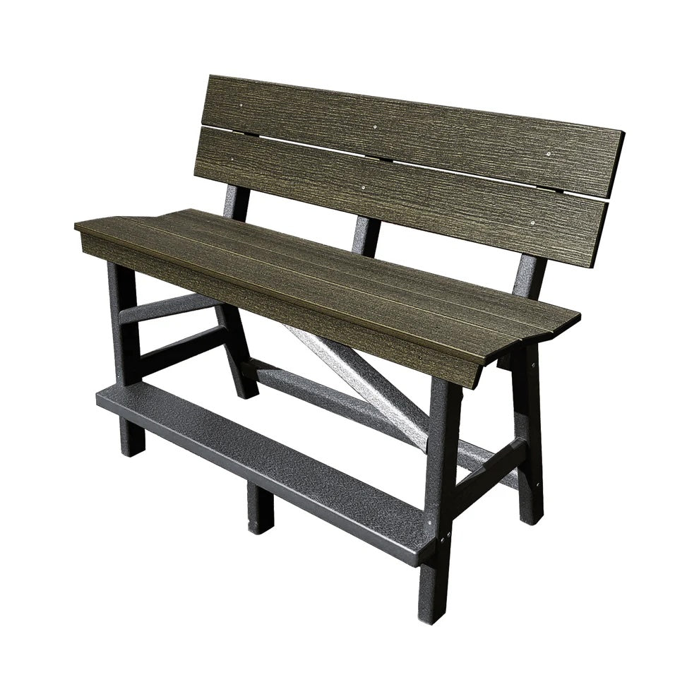 Perfect Choice Furniture Recycled Plastic Stanton Standard Bench With Back (BAR HEIGHT) - LEAD TIME TO SHIP 4 WEEKS OR LESS