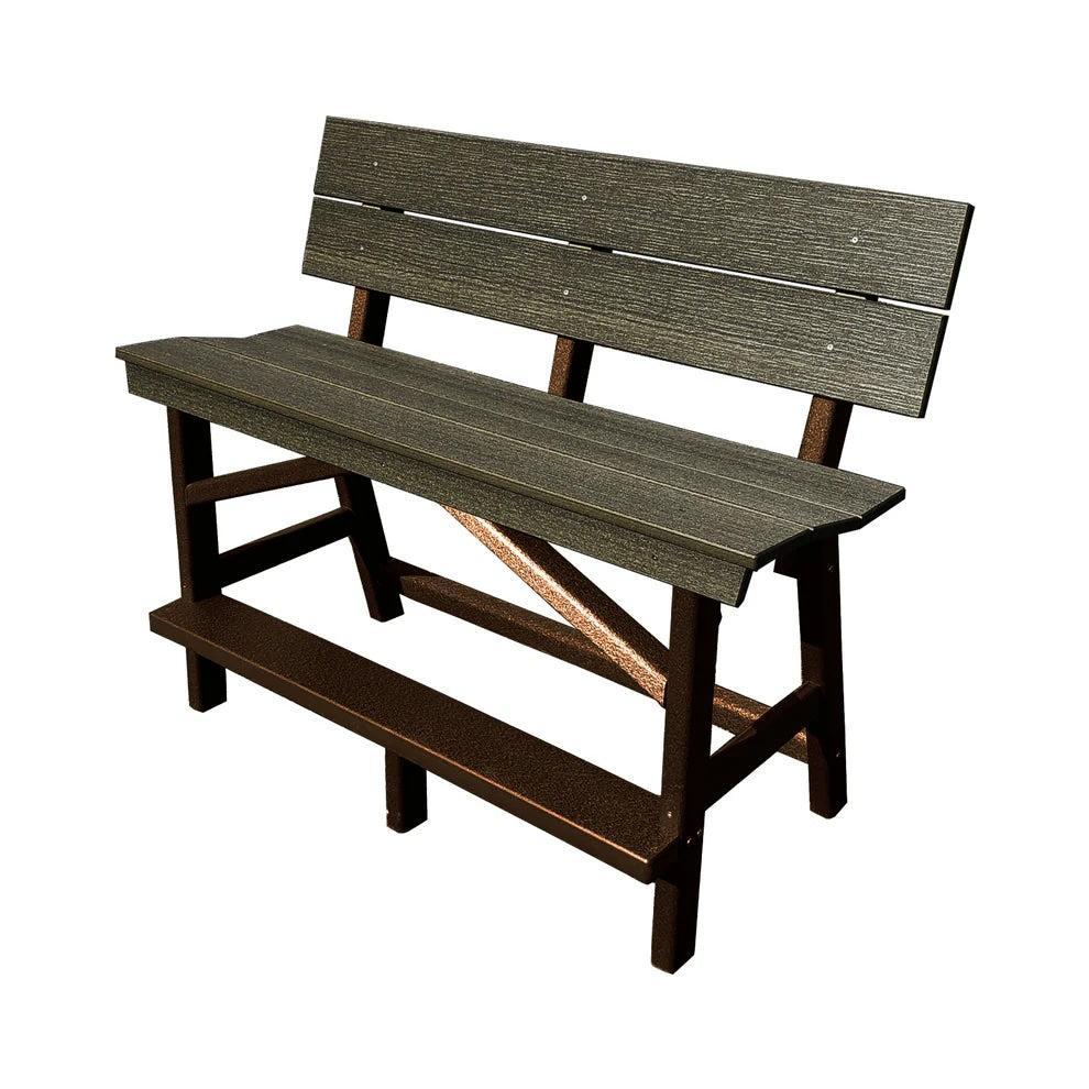 Perfect Choice Furniture Recycled Plastic Stanton Standard Bench With Back (BAR HEIGHT) - LEAD TIME TO SHIP 4 WEEKS OR LESS