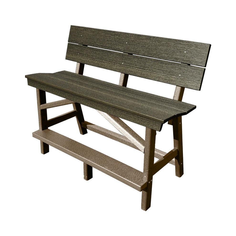Perfect Choice Furniture Recycled Plastic Stanton Standard Bench With Back (BAR HEIGHT) - LEAD TIME TO SHIP 4 WEEKS OR LESS