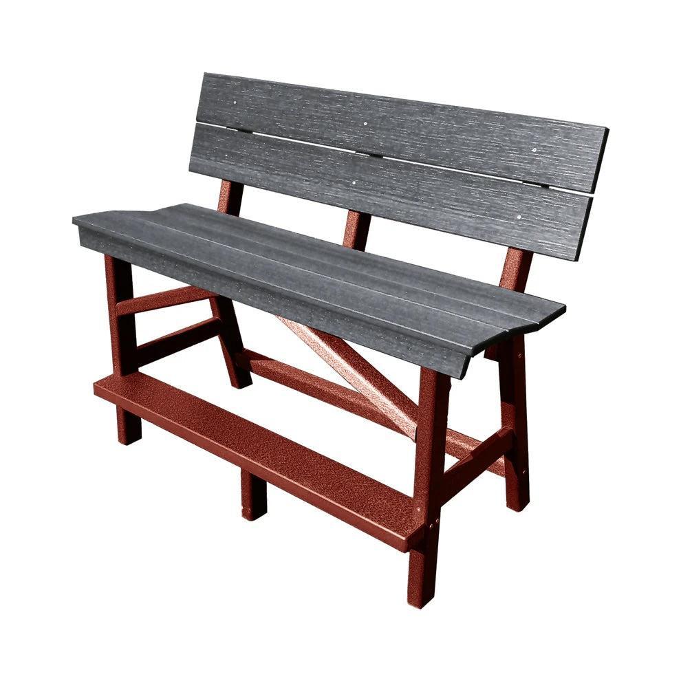 Perfect Choice Furniture Recycled Plastic Stanton Standard Bench With Back (BAR HEIGHT) - LEAD TIME TO SHIP 4 WEEKS OR LESS