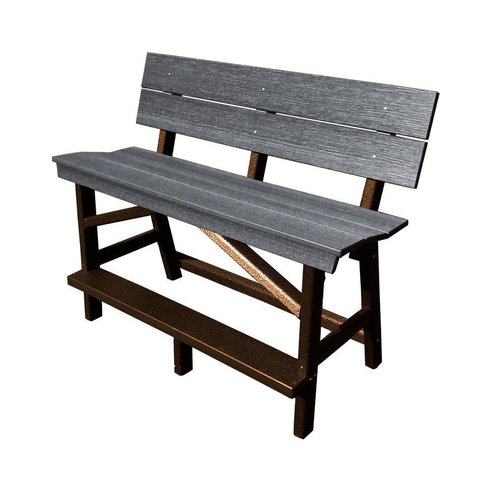 Perfect Choice Furniture Recycled Plastic Stanton Standard Bench With Back (BAR HEIGHT) - LEAD TIME TO SHIP 4 WEEKS OR LESS
