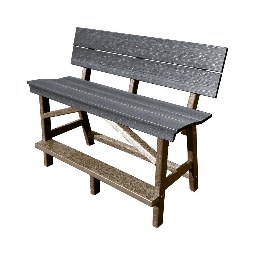 Perfect Choice Furniture Recycled Plastic Stanton Standard Bench With Back (BAR HEIGHT) - LEAD TIME TO SHIP 4 WEEKS OR LESS