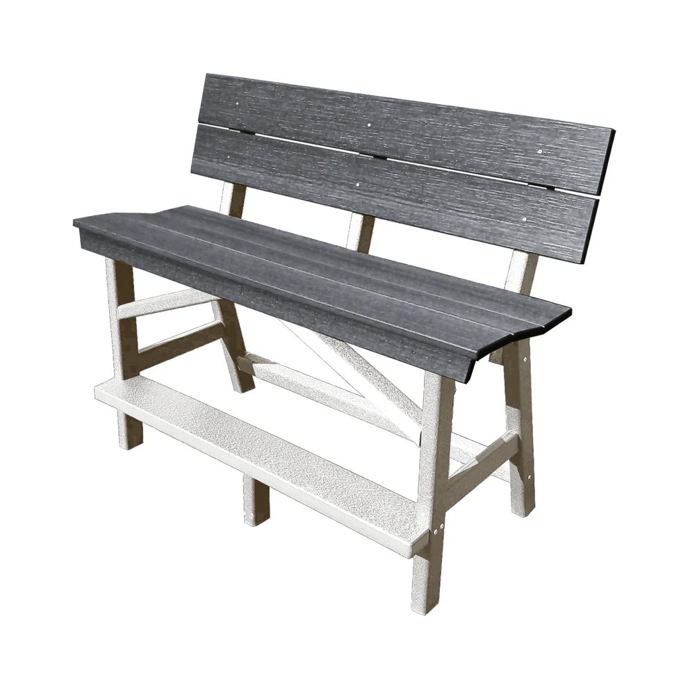 Perfect Choice Furniture Recycled Plastic Stanton Standard Bench With Back (BAR HEIGHT) - LEAD TIME TO SHIP 4 WEEKS OR LESS