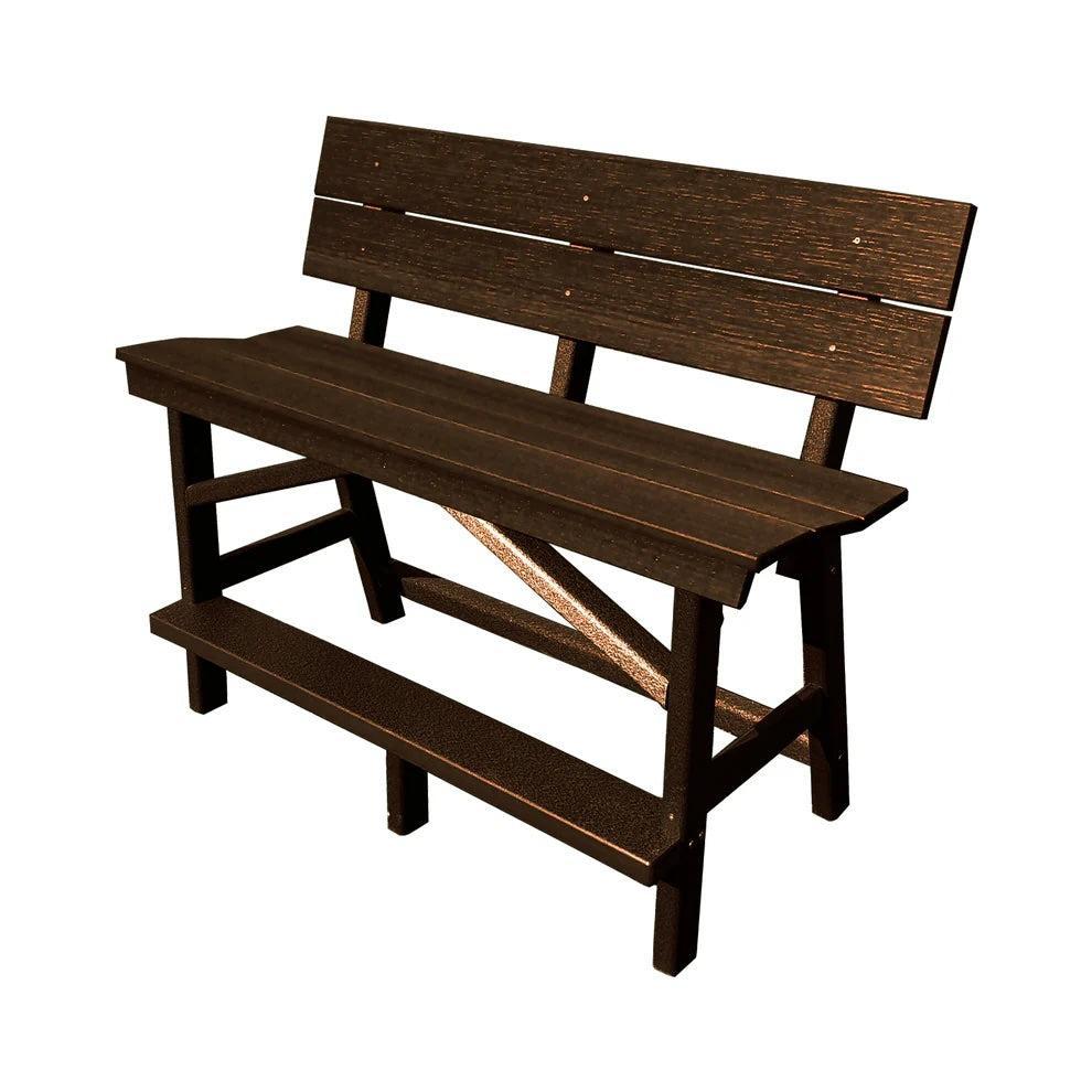 Perfect Choice Furniture Recycled Plastic Stanton Standard Bench With Back (BAR HEIGHT) - LEAD TIME TO SHIP 4 WEEKS OR LESS