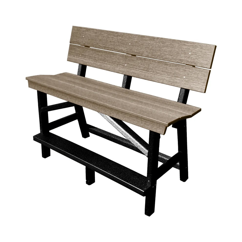 Perfect Choice Furniture Recycled Plastic Stanton Standard Bench With Back (BAR HEIGHT) - LEAD TIME TO SHIP 4 WEEKS OR LESS