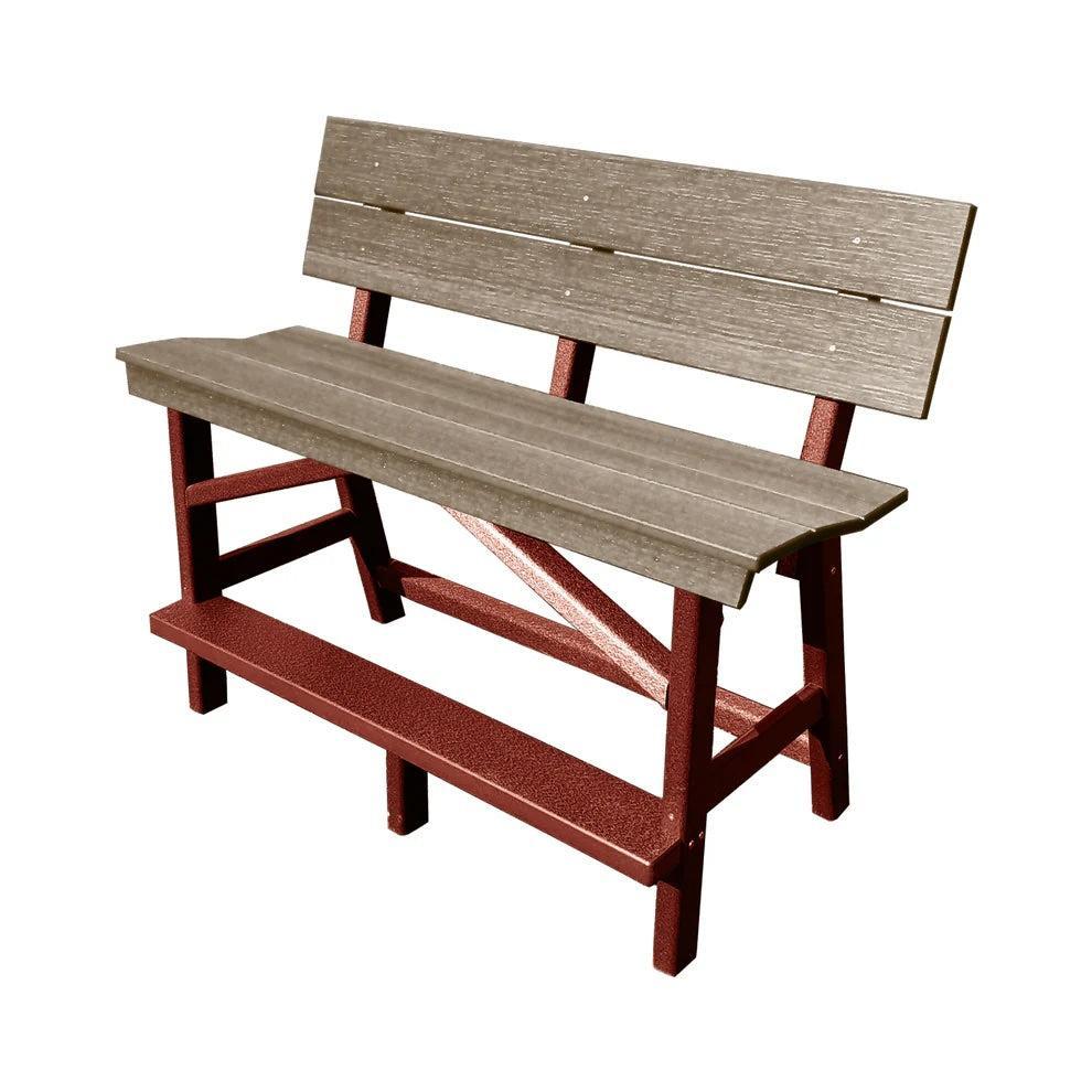 Perfect Choice Furniture Recycled Plastic Stanton Standard Bench With Back (BAR HEIGHT) - LEAD TIME TO SHIP 4 WEEKS OR LESS
