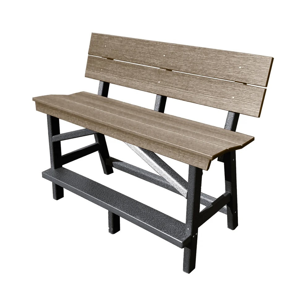 Perfect Choice Furniture Recycled Plastic Stanton Standard Bench With Back (BAR HEIGHT) - LEAD TIME TO SHIP 4 WEEKS OR LESS