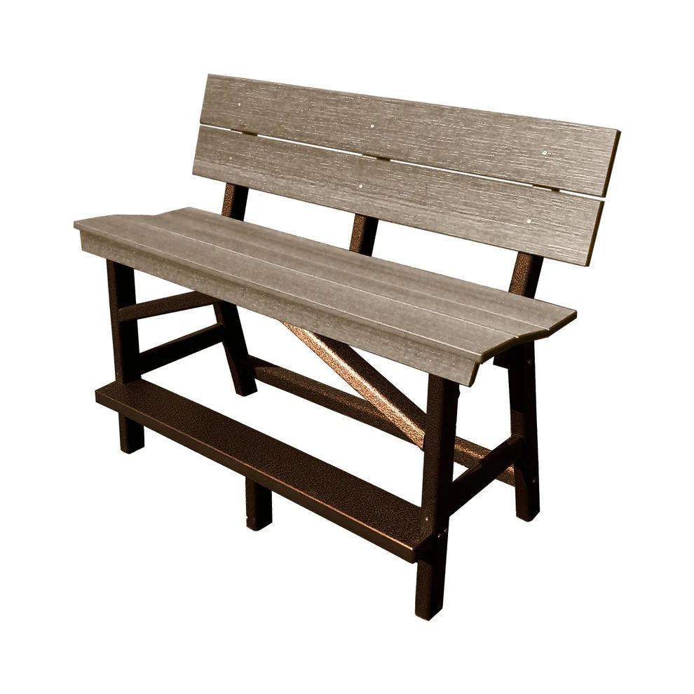 Perfect Choice Furniture Recycled Plastic Stanton Standard Bench With Back (BAR HEIGHT) - LEAD TIME TO SHIP 4 WEEKS OR LESS