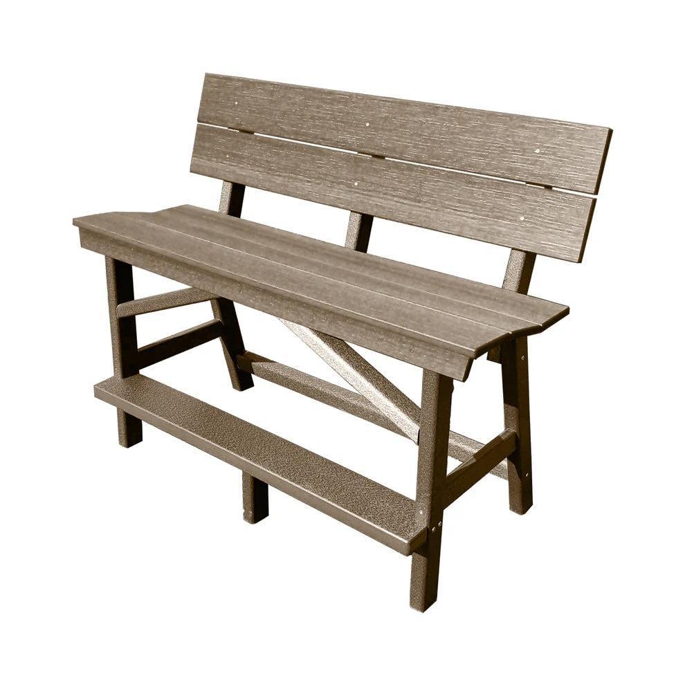 Perfect Choice Furniture Recycled Plastic Stanton Standard Bench With Back (BAR HEIGHT) - LEAD TIME TO SHIP 4 WEEKS OR LESS