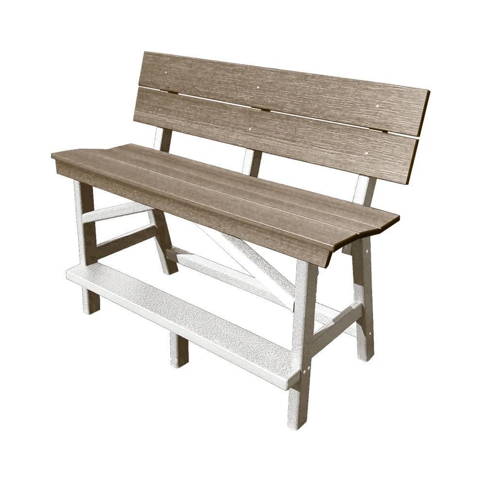 Perfect Choice Furniture Recycled Plastic Stanton Standard Bench With Back (BAR HEIGHT) - LEAD TIME TO SHIP 4 WEEKS OR LESS