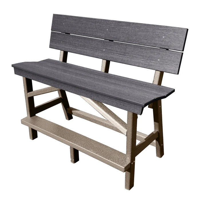 Perfect Choice Furniture Recycled Plastic Stanton Standard Counter Height Bench With Back (COUNTER HEIGHT) - LEAD TIME TO SHIP 6 TO 7 WEEKS