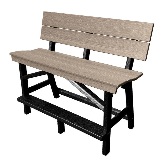 Perfect Choice Furniture Recycled Plastic Stanton Standard Counter Height Bench With Back (COUNTER HEIGHT) - LEAD TIME TO SHIP 6 TO 7 WEEKS