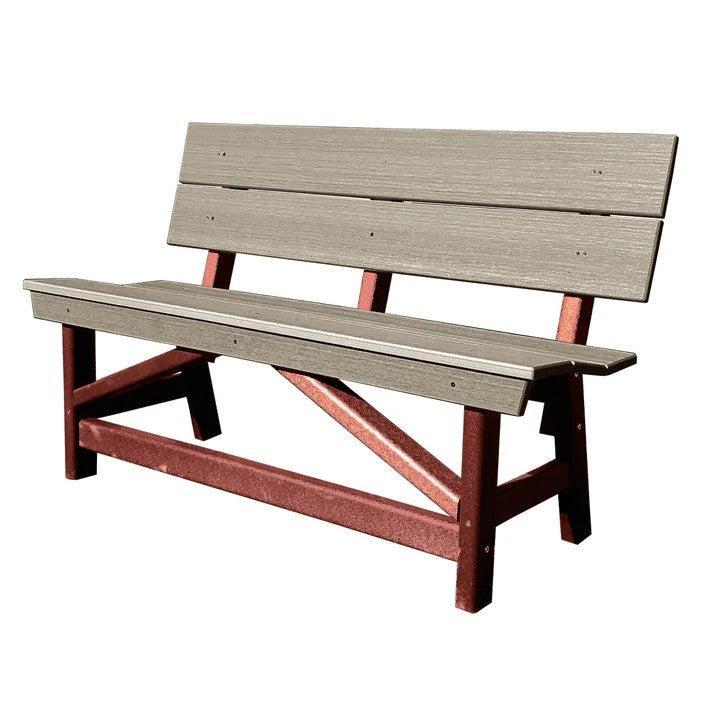Perfect Choice Furniture Recycled Plastic Stanton Standard Dining Height Bench With Back - LEAD TIME TO SHIP 4 WEEKS OR LESS