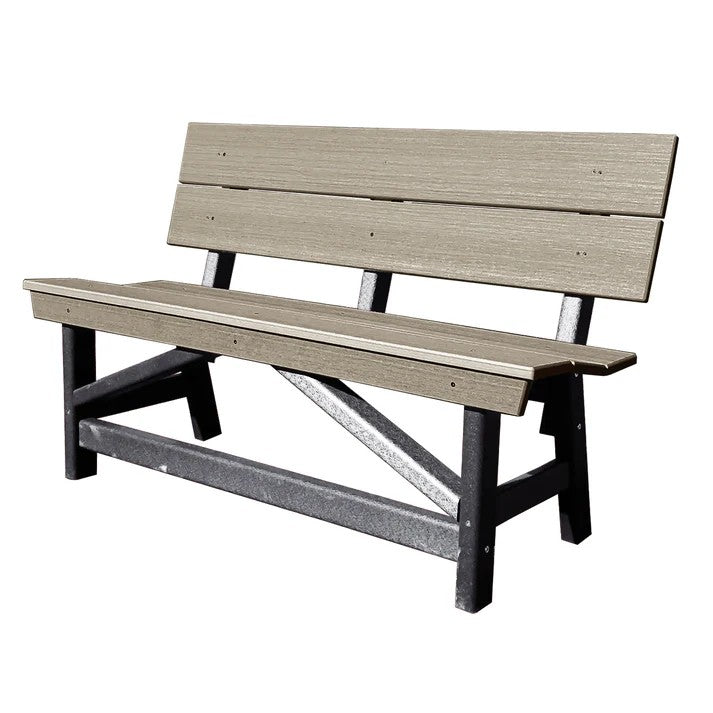 Perfect Choice Furniture Recycled Plastic Stanton Standard Dining Height Bench With Back - LEAD TIME TO SHIP 4 WEEKS OR LESS