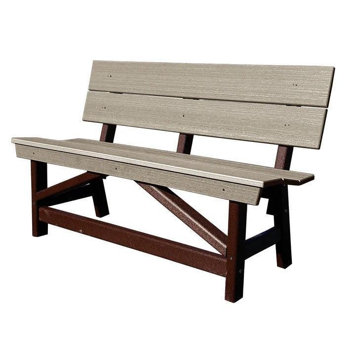 Perfect Choice Furniture Recycled Plastic Stanton Standard Dining Height Bench With Back - LEAD TIME TO SHIP 4 WEEKS OR LESS