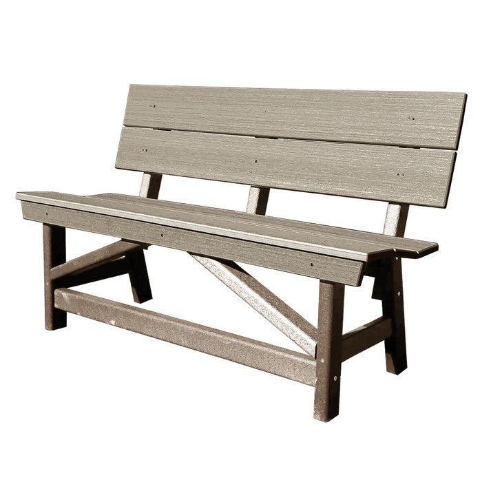 Perfect Choice Furniture Recycled Plastic Stanton Standard Dining Height Bench With Back - LEAD TIME TO SHIP 4 WEEKS OR LESS