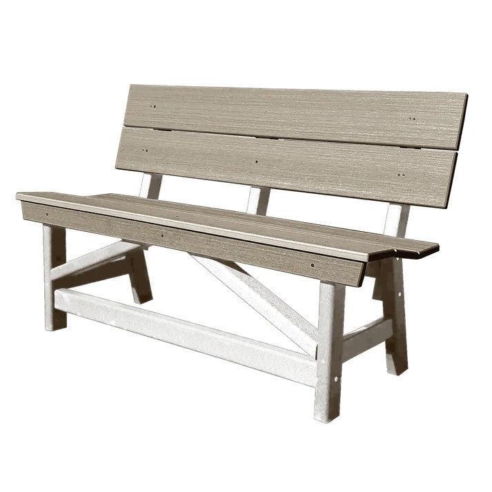 Perfect Choice Furniture Recycled Plastic Stanton Standard Dining Height Bench With Back - LEAD TIME TO SHIP 4 WEEKS OR LESS