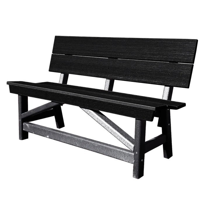 Perfect Choice Furniture Recycled Plastic Stanton Standard Dining Height Bench With Back - LEAD TIME TO SHIP 4 WEEKS OR LESS