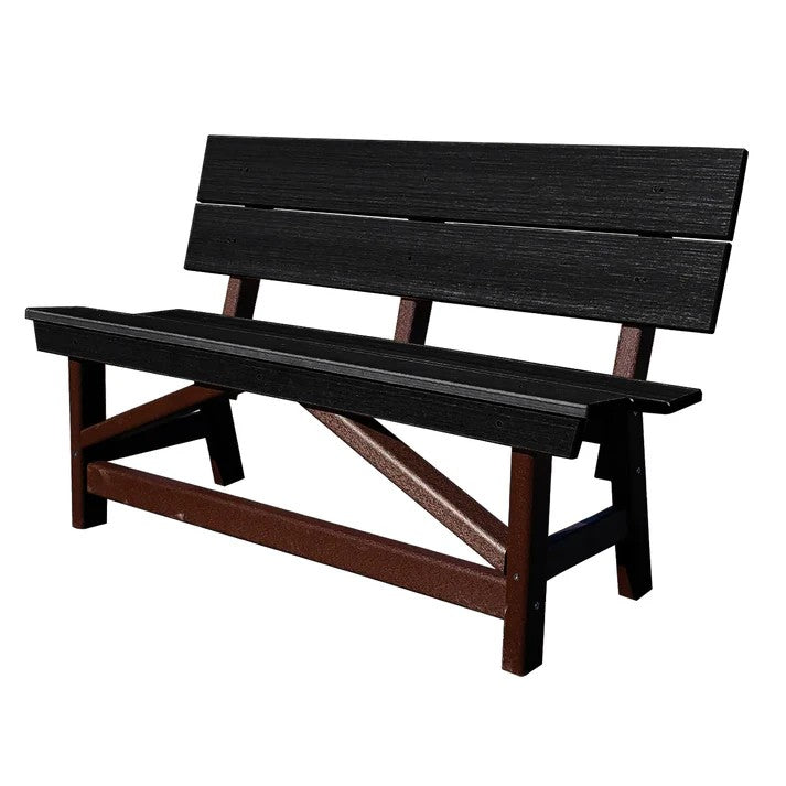 Perfect Choice Furniture Recycled Plastic Stanton Standard Dining Height Bench With Back - LEAD TIME TO SHIP 4 WEEKS OR LESS