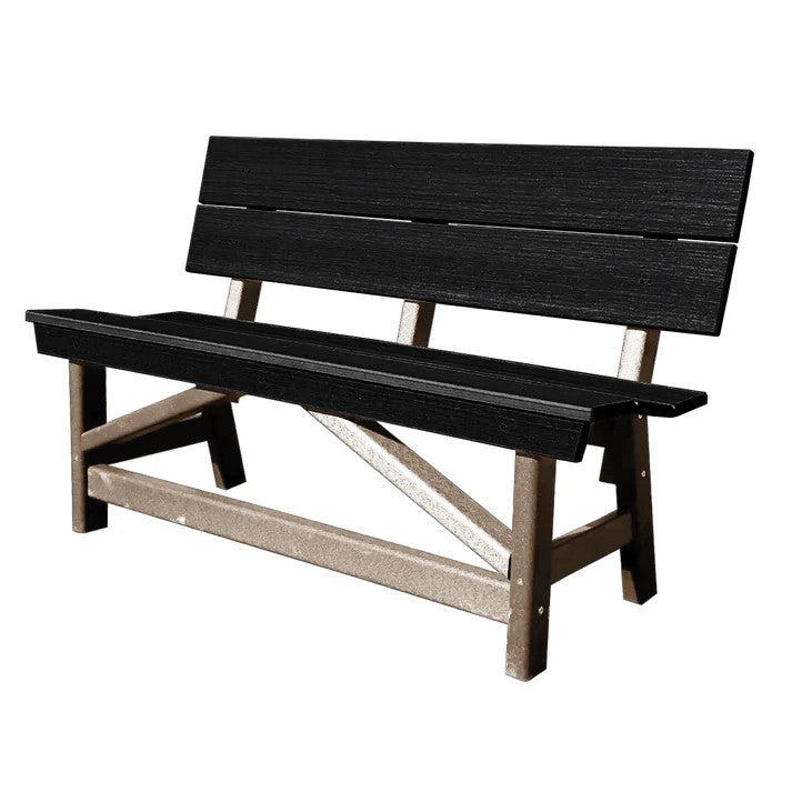 Perfect Choice Furniture Recycled Plastic Stanton Standard Dining Height Bench With Back - LEAD TIME TO SHIP 4 WEEKS OR LESS