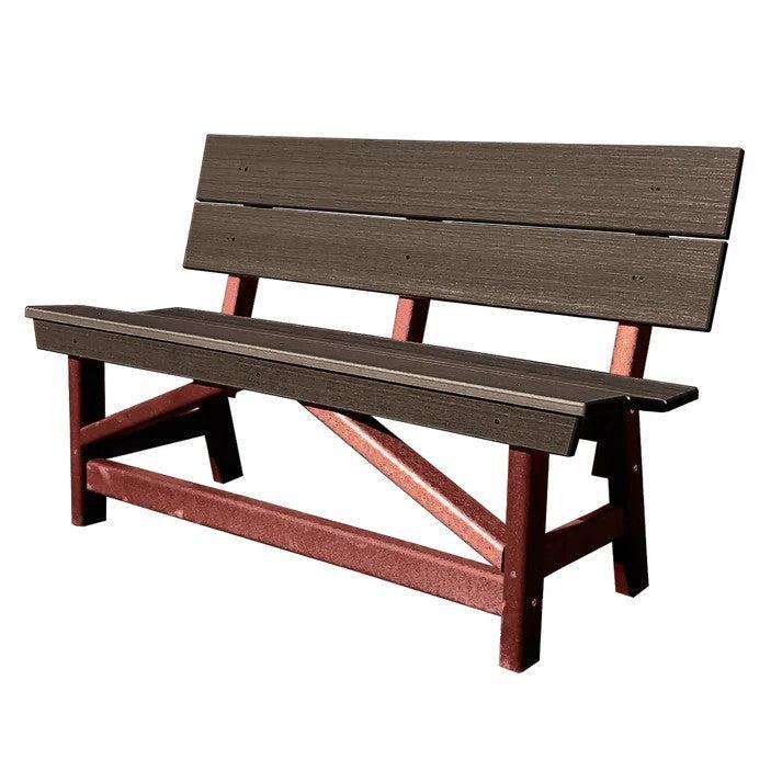 Perfect Choice Furniture Recycled Plastic Stanton Standard Dining Height Bench With Back - LEAD TIME TO SHIP 4 WEEKS OR LESS