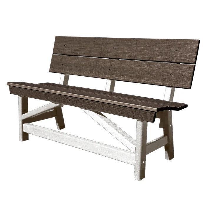 Perfect Choice Furniture Recycled Plastic Stanton Standard Dining Height Bench With Back - LEAD TIME TO SHIP 4 WEEKS OR LESS