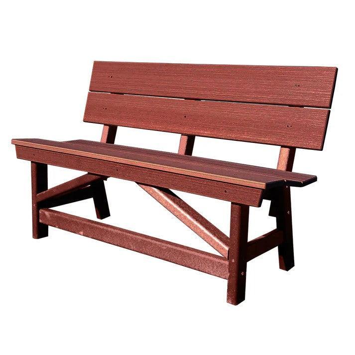 Perfect Choice Furniture Recycled Plastic Stanton Standard Dining Height Bench With Back - LEAD TIME TO SHIP 4 WEEKS OR LESS
