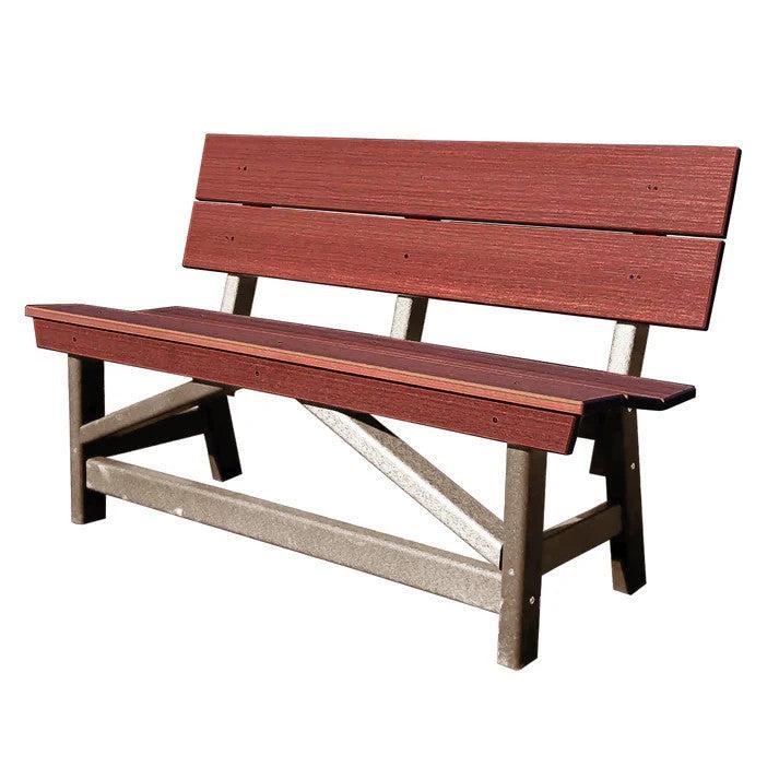 Perfect Choice Furniture Recycled Plastic Stanton Standard Dining Height Bench With Back - LEAD TIME TO SHIP 4 WEEKS OR LESS