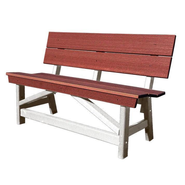 Perfect Choice Furniture Recycled Plastic Stanton Standard Dining Height Bench With Back - LEAD TIME TO SHIP 4 WEEKS OR LESS