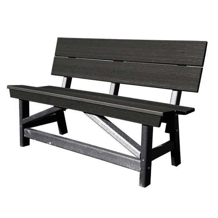 Perfect Choice Furniture Recycled Plastic Stanton Standard Dining Height Bench With Back - LEAD TIME TO SHIP 4 WEEKS OR LESS