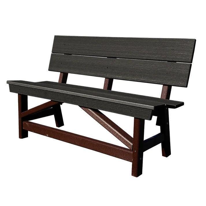 Perfect Choice Furniture Recycled Plastic Stanton Standard Dining Height Bench With Back - LEAD TIME TO SHIP 4 WEEKS OR LESS