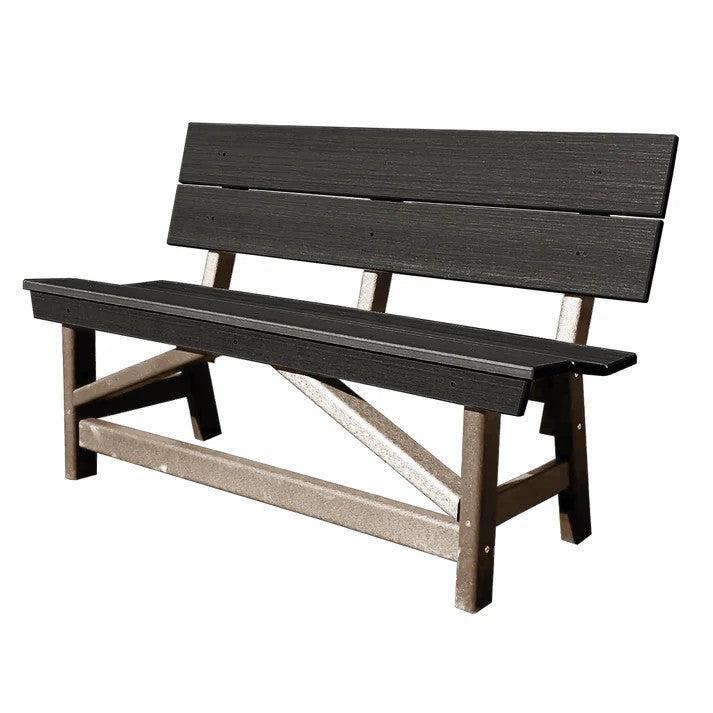 Perfect Choice Furniture Recycled Plastic Stanton Standard Dining Height Bench With Back - LEAD TIME TO SHIP 4 WEEKS OR LESS