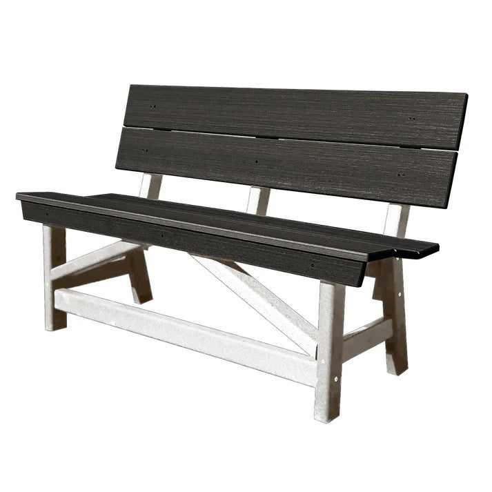 Perfect Choice Furniture Recycled Plastic Stanton Standard Dining Height Bench With Back - LEAD TIME TO SHIP 4 WEEKS OR LESS