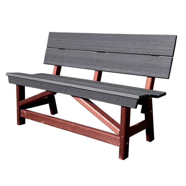 Perfect Choice Furniture Recycled Plastic Stanton Standard Dining Height Bench With Back - LEAD TIME TO SHIP 4 WEEKS OR LESS