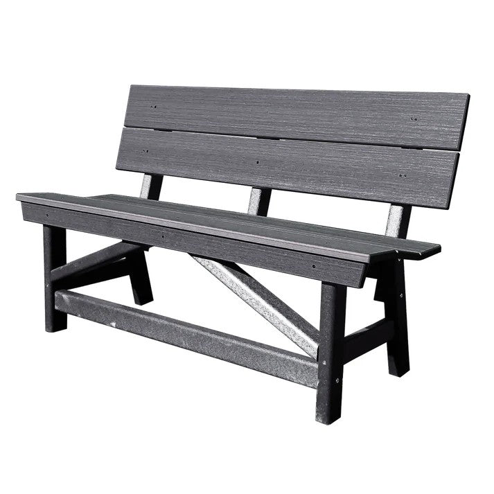 Perfect Choice Furniture Recycled Plastic Stanton Standard Dining Height Bench With Back - LEAD TIME TO SHIP 4 WEEKS OR LESS
