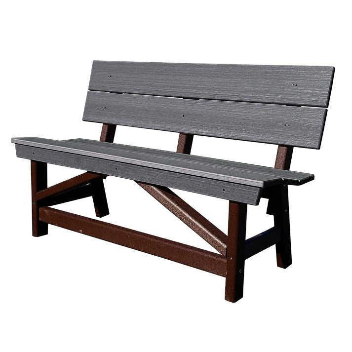 Perfect Choice Furniture Recycled Plastic Stanton Standard Dining Height Bench With Back - LEAD TIME TO SHIP 4 WEEKS OR LESS