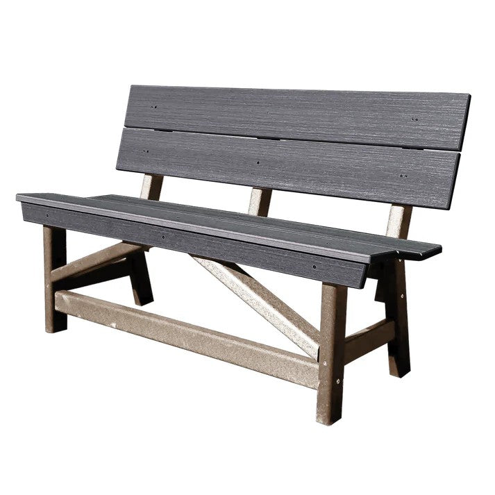 Perfect Choice Furniture Recycled Plastic Stanton Standard Dining Height Bench With Back - LEAD TIME TO SHIP 4 WEEKS OR LESS