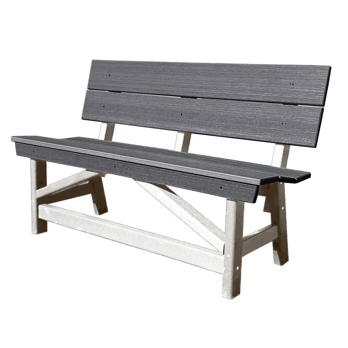 Perfect Choice Furniture Recycled Plastic Stanton Standard Dining Height Bench With Back - LEAD TIME TO SHIP 4 WEEKS OR LESS