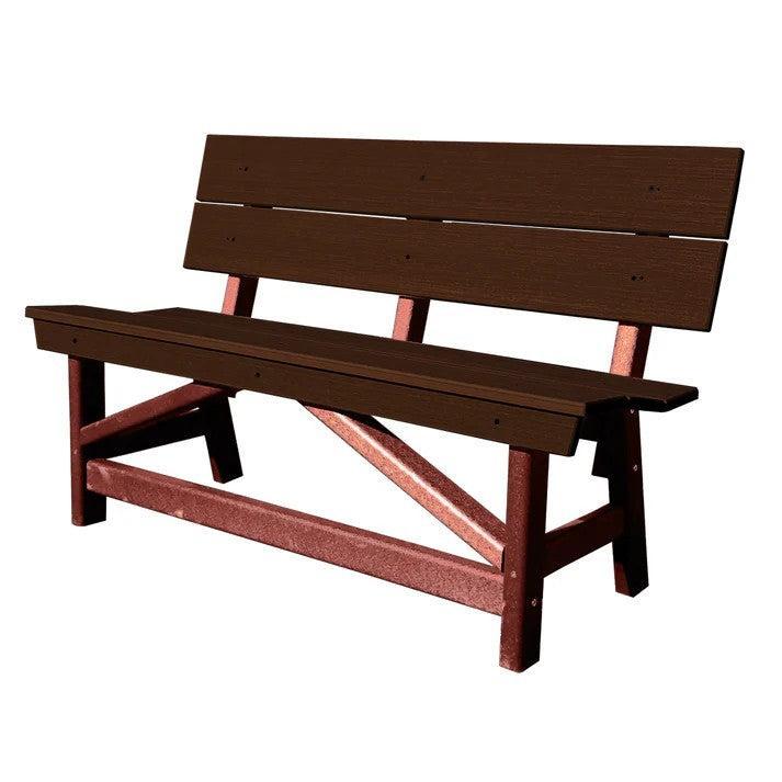 Perfect Choice Furniture Recycled Plastic Stanton Standard Dining Height Bench With Back - LEAD TIME TO SHIP 4 WEEKS OR LESS